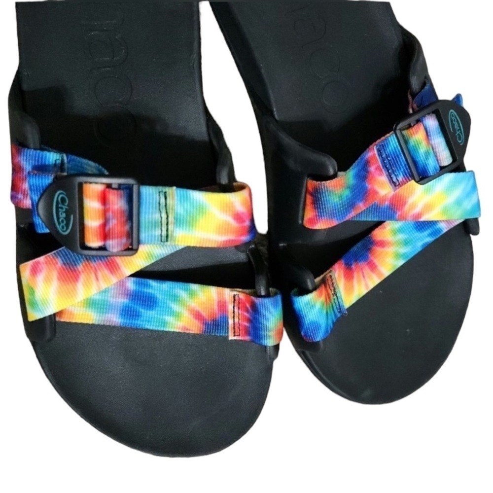 CHACO Mens Chillos Slide Sandals Rainbow / Tie Dye Size 10 - Picture 3 of 6
